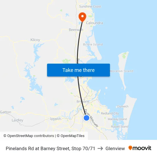 Pinelands Rd at Barney Street, Stop 70/71 to Glenview map