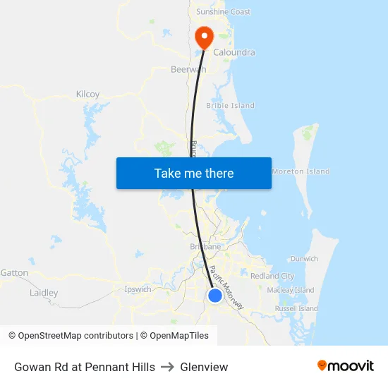 Gowan Rd at Pennant Hills to Glenview map