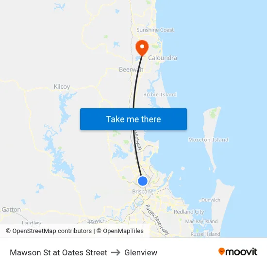 Mawson St at Oates Street to Glenview map