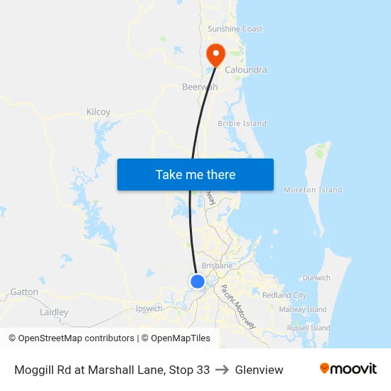 Moggill Rd at Marshall Lane, Stop 33 to Glenview map