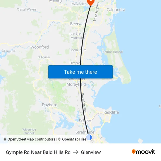 Gympie Rd Near Bald Hills Rd to Glenview map