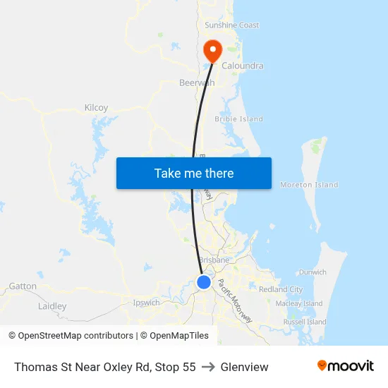Thomas St Near Oxley Rd, Stop 55 to Glenview map
