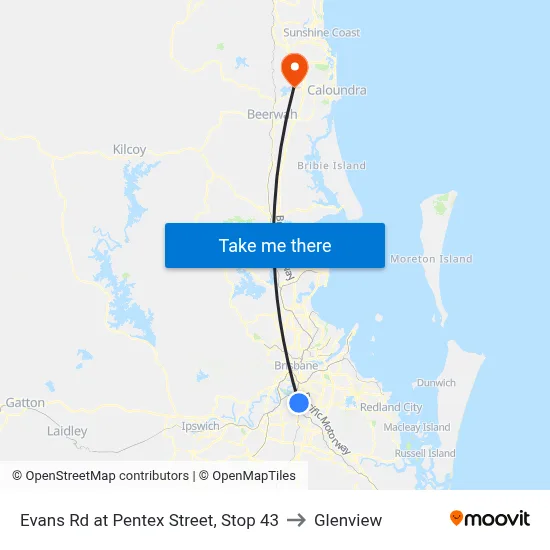 Evans Rd at Pentex Street, Stop 43 to Glenview map
