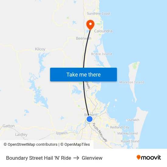 Boundary Street Hail 'N' Ride to Glenview map