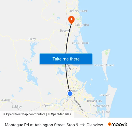 Montague Rd at Ashington Street, Stop 9 to Glenview map