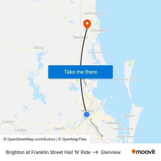 Brighton at Franklin Street Hail 'N' Ride to Glenview map