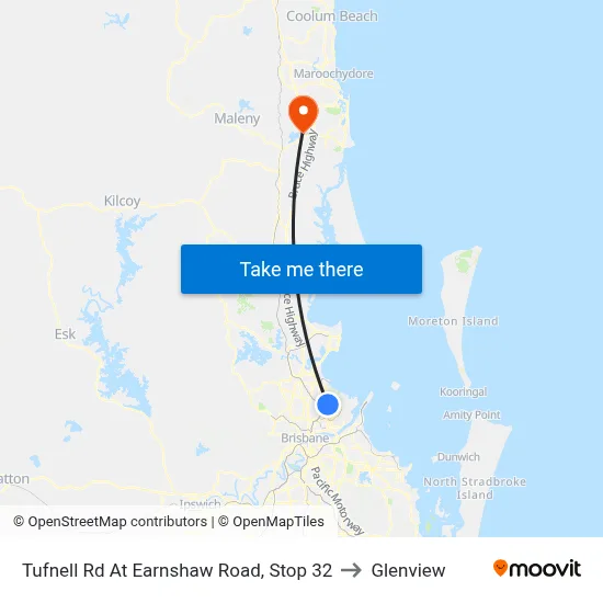 Tufnell Rd At Earnshaw Road, Stop 32 to Glenview map