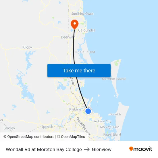 Wondall Rd at Moreton Bay College to Glenview map