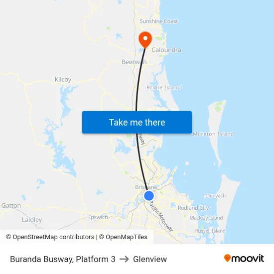 Buranda Busway, Platform 3 to Glenview map