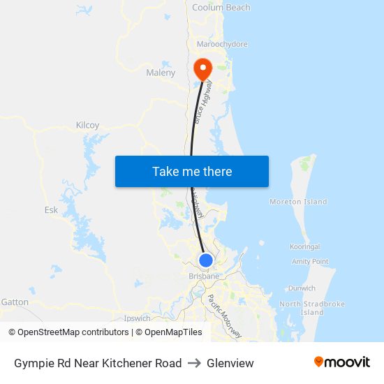 Gympie Rd Near Kitchener Road to Glenview map