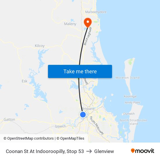 Coonan St At Indooroopilly, Stop 53 to Glenview map