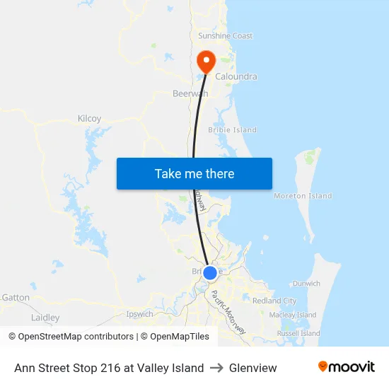 Ann Street Stop 216 at Valley Island to Glenview map
