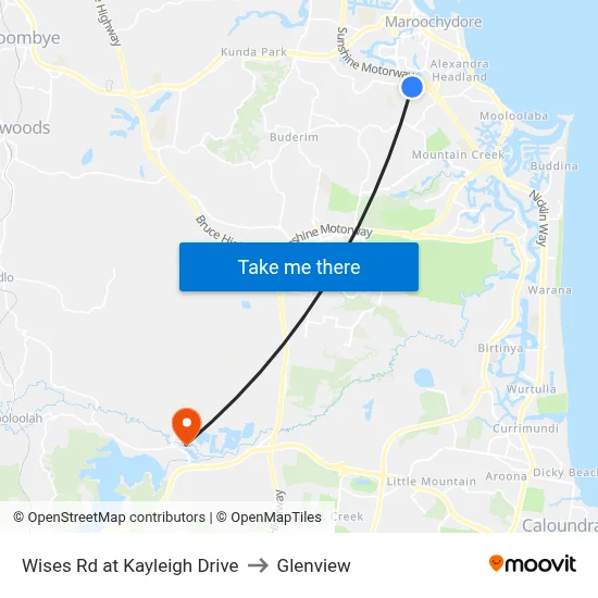 Wises Rd at Kayleigh Drive to Glenview map