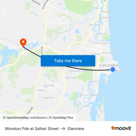 Moreton Pde at Saltair Street to Glenview map