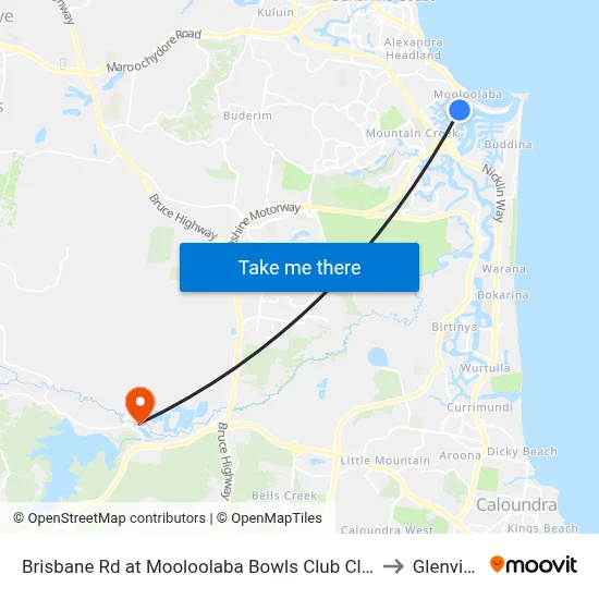 Brisbane Rd at Mooloolaba Bowls Club Closed to Glenview map