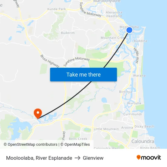 Mooloolaba, River Esplanade to Glenview map