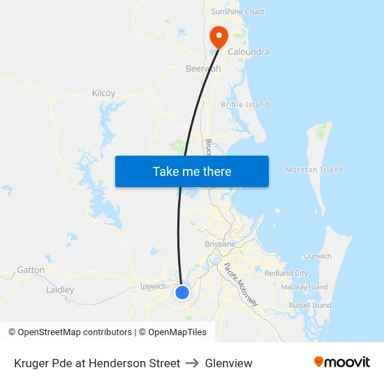 Kruger Pde at Henderson Street to Glenview map