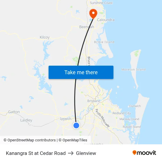 Kanangra St at Cedar Road to Glenview map