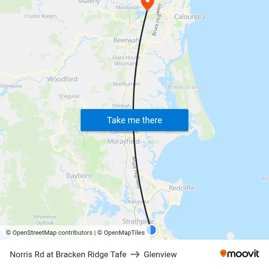 Norris Rd at Bracken Ridge Tafe to Glenview map