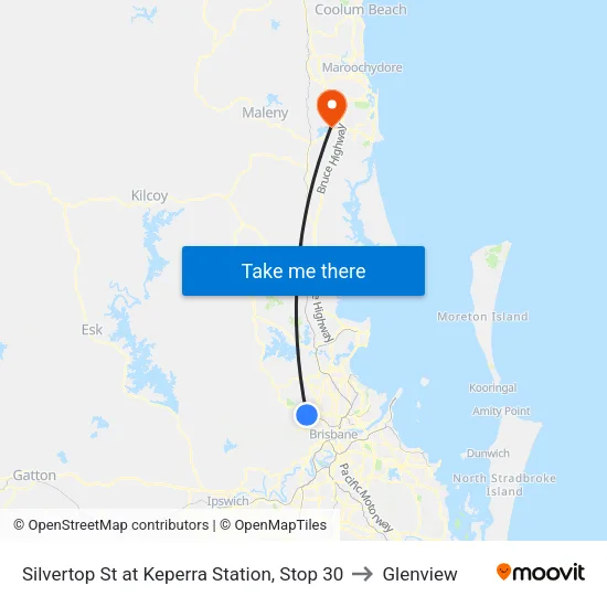 Silvertop St at Keperra Station, Stop 30 to Glenview map