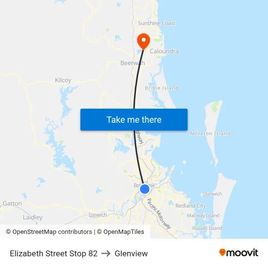 Elizabeth Street Stop 82 to Glenview map