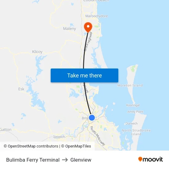 Bulimba Ferry Terminal to Glenview map