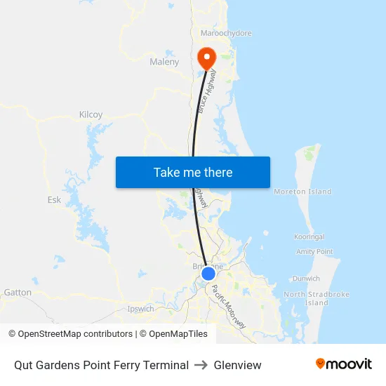 Qut Gardens Point Ferry Terminal to Glenview map