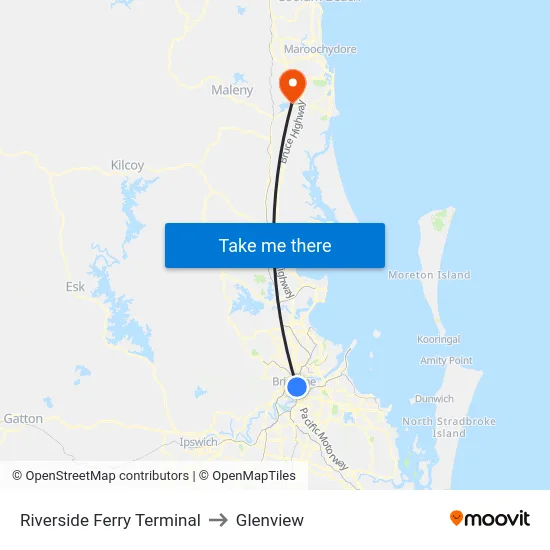 Riverside Ferry Terminal to Glenview map