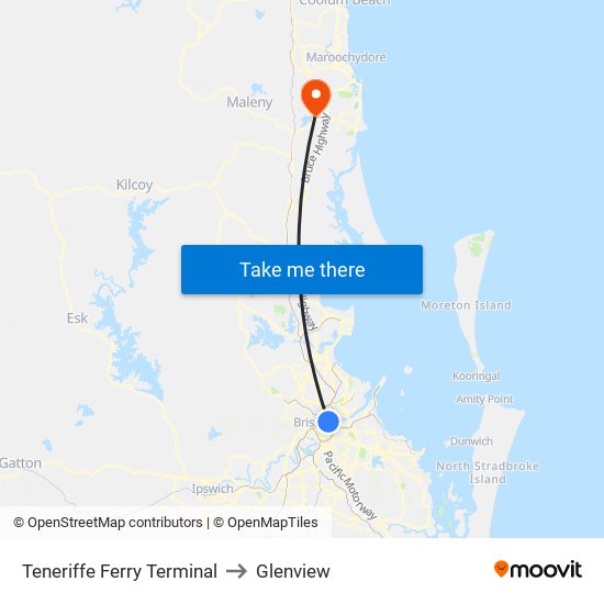 Teneriffe Ferry Terminal to Glenview map