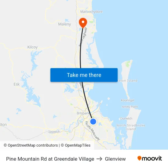 Pine Mountain Rd at Greendale Village to Glenview map
