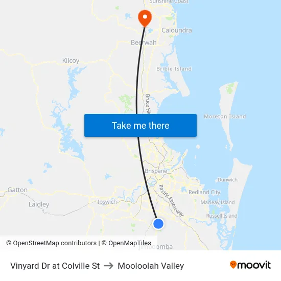 Vinyard Dr at Colville St to Mooloolah Valley map