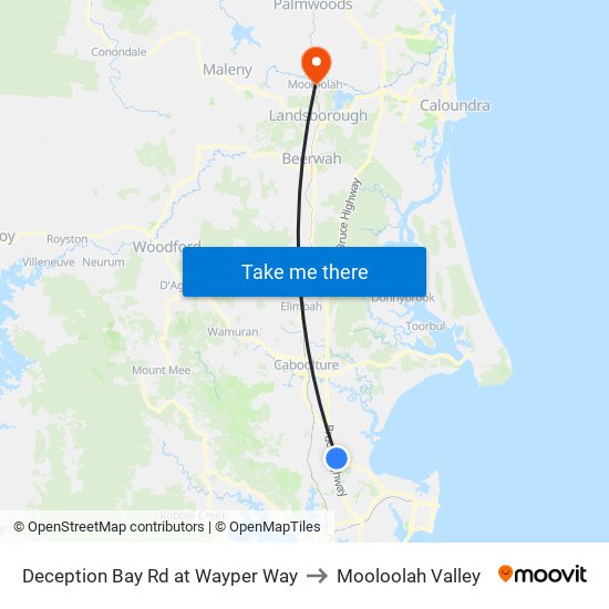 Deception Bay Rd at Wayper Way to Mooloolah Valley map