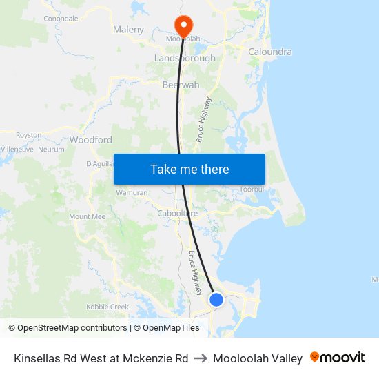 Kinsellas Rd West at Mckenzie Rd to Mooloolah Valley map