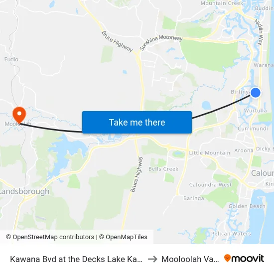 Kawana Bvd at the Decks Lake Kawana to Mooloolah Valley map