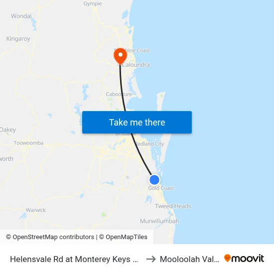 Helensvale Rd at Monterey Keys Drive to Mooloolah Valley map
