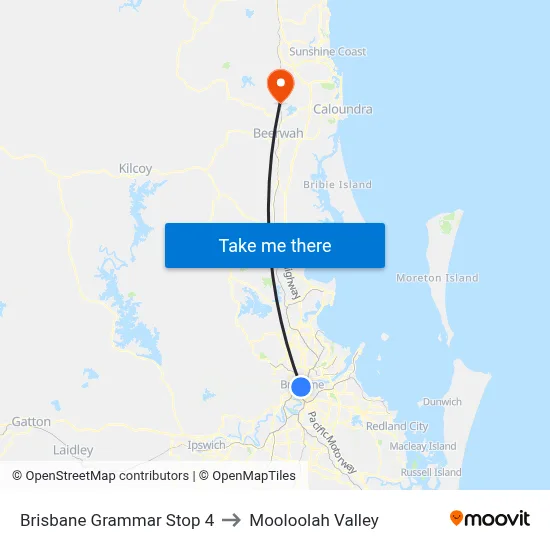 Brisbane Grammar Stop 4 to Mooloolah Valley map