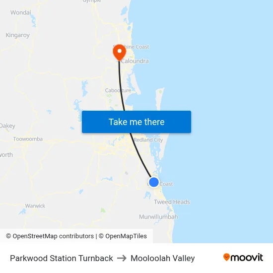 Parkwood Station Turnback to Mooloolah Valley map