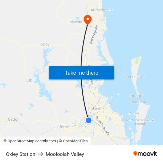 Oxley Station to Mooloolah Valley map