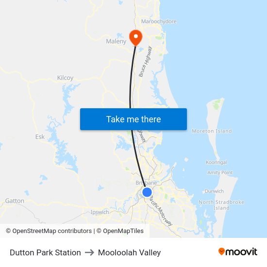 Dutton Park Station to Mooloolah Valley map