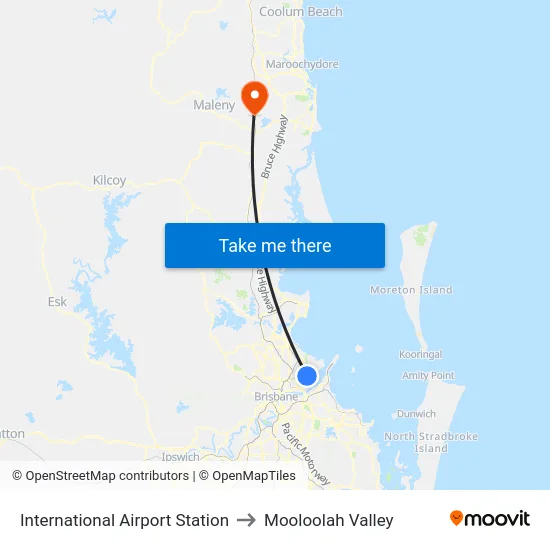 International Airport Station to Mooloolah Valley map