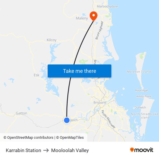 Karrabin Station to Mooloolah Valley map