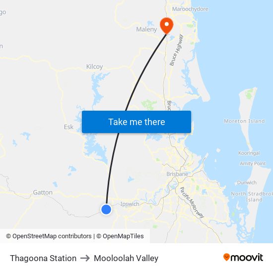 Thagoona Station to Mooloolah Valley map