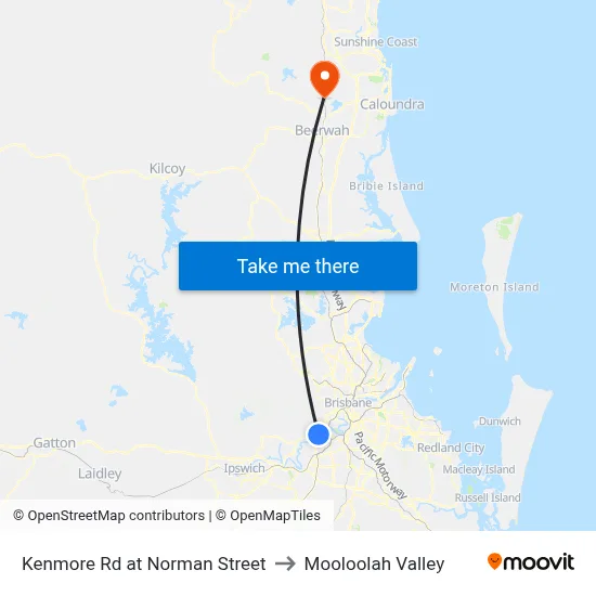 Kenmore Rd at Norman Street to Mooloolah Valley map