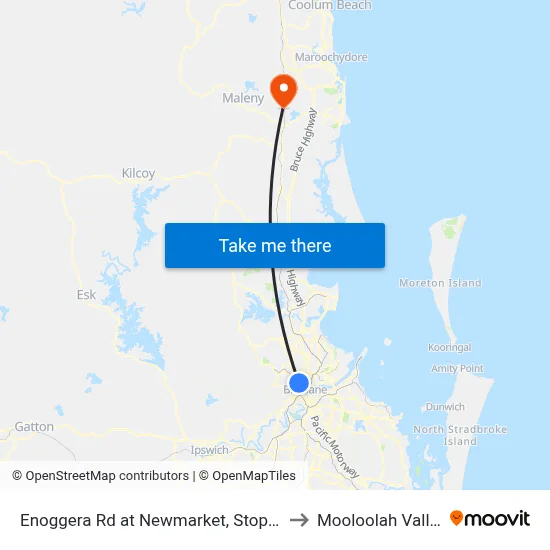 Enoggera Rd at Newmarket, Stop 20 to Mooloolah Valley map