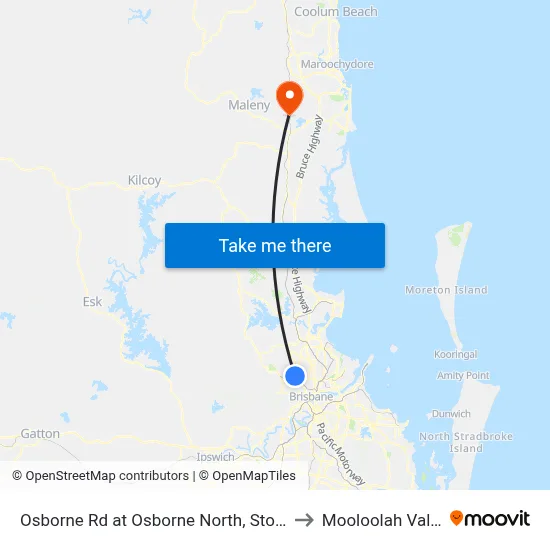 Osborne Rd at Osborne North, Stop 51 to Mooloolah Valley map