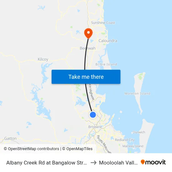 Albany Creek Rd at Bangalow Street to Mooloolah Valley map