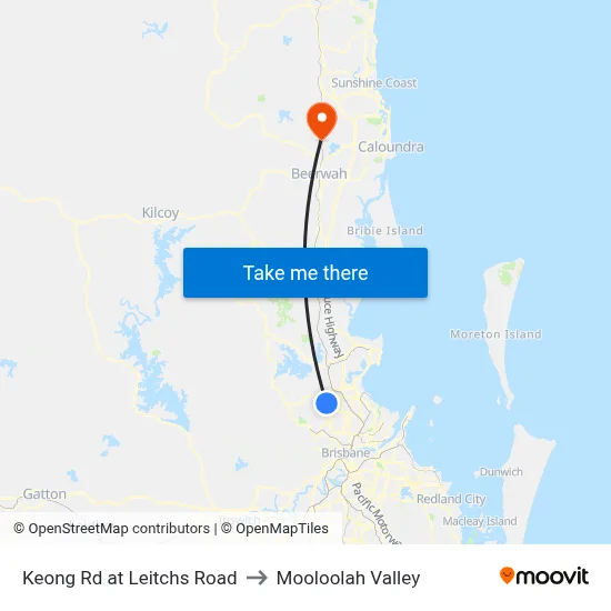 Keong Rd at Leitchs Road to Mooloolah Valley map