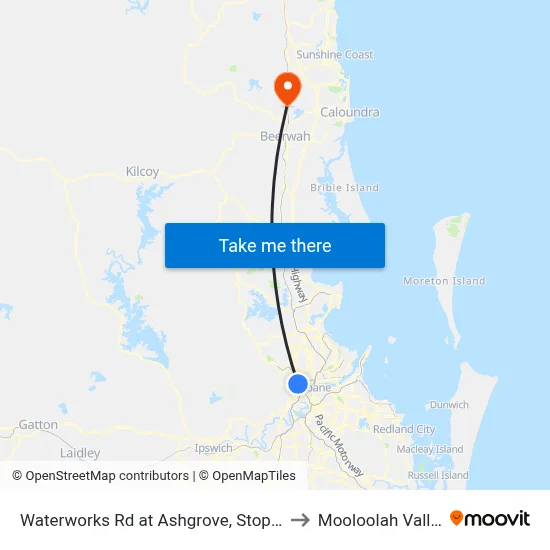 Waterworks Rd at Ashgrove, Stop 17 to Mooloolah Valley map