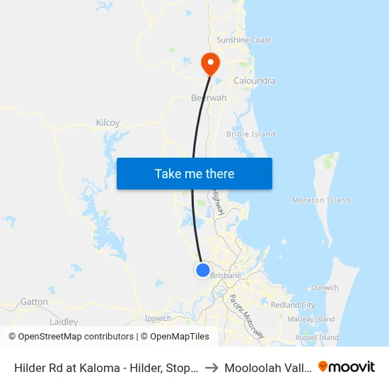 Hilder Rd at Kaloma - Hilder, Stop 41 to Mooloolah Valley map