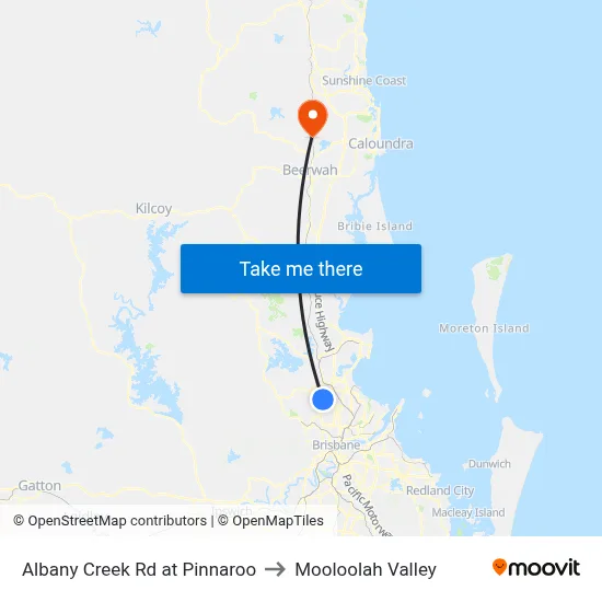 Albany Creek Rd at Pinnaroo to Mooloolah Valley map